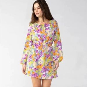 Sexy Spring Floral Cutout Long Sleeve Mini Dress